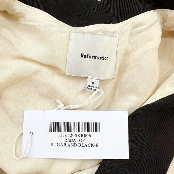 NWT Reformation Reba Top Vest Button Down Sleeveless Collar Cream Black - Picture 3 of 12